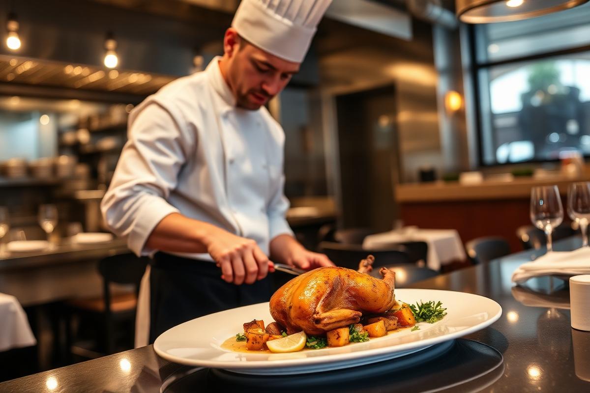 Chef cuisinant avec nos produits